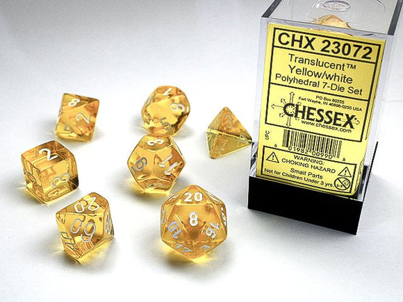 Polyhedral Dice Set Trans Yellow/White