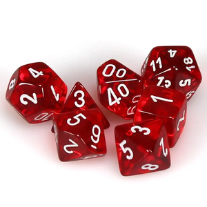 Translucent Polyhedral Dice Set Red-White