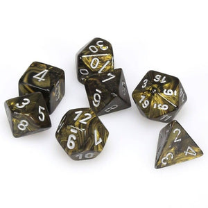 Polyhedral Dice Set Leaf Black Gold-Silver