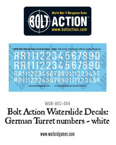 Bolt Action German Turret Numbers - White Decal Sheet