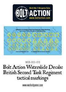 Bolt Action British Second Tank Regiment Tactical Markings Decal Sheet