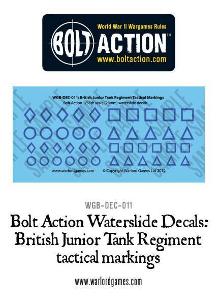 Bolt Action British Junior Tank Regiment Tactical Markings Decal Sheet