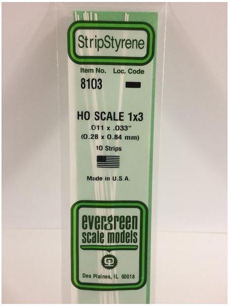 HO Scale 0.28 x .84mm Strip (10) 8103