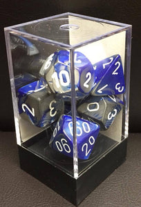 Chessex Gemini Poly Dice set Blue Steel-White