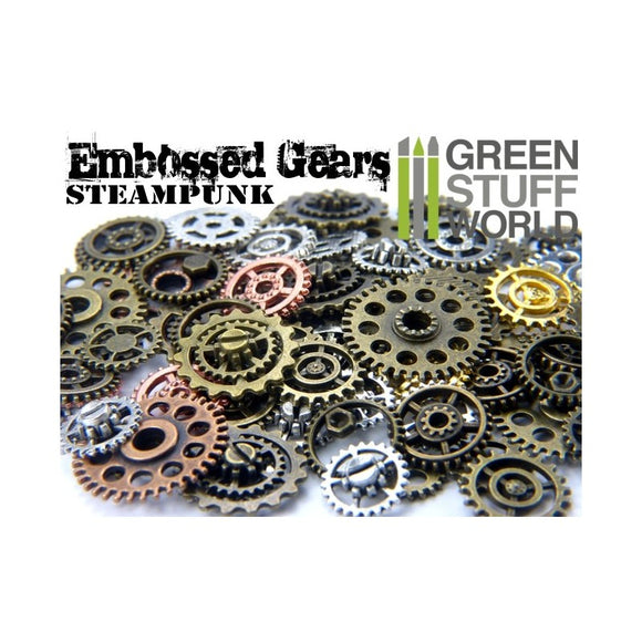 Embossed Steampunk Gears and Cogs Beads 85g